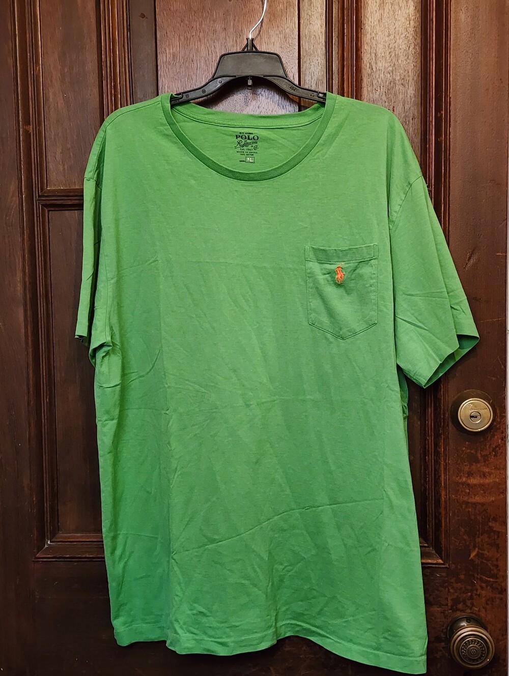 Polo by Ralph Lauren Bright Green Pocket Tee with Orange Pony